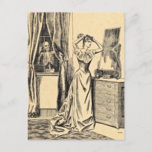 Carte Postale Squelette espionner sur Victorian Lady Vintage Got