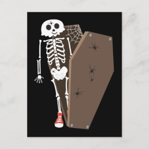 Carte Postale Squelette et café Halloween Design