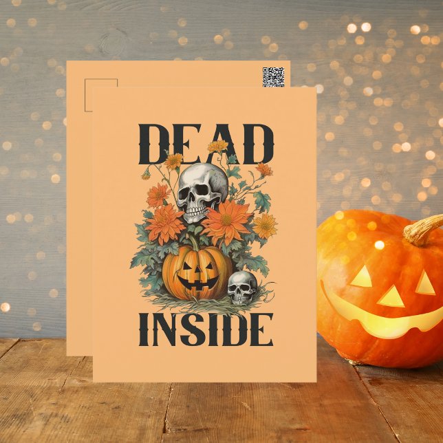 Carte Postale Squelette et citrouille d'Halloween à l'aquarelle  (Créateur téléchargé)