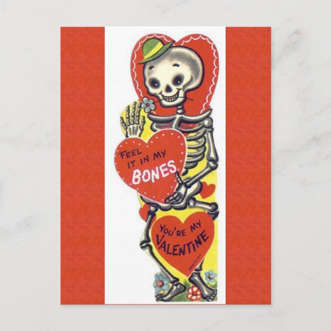 Carte Postale Squelette vintage mou Valentine (Devant)