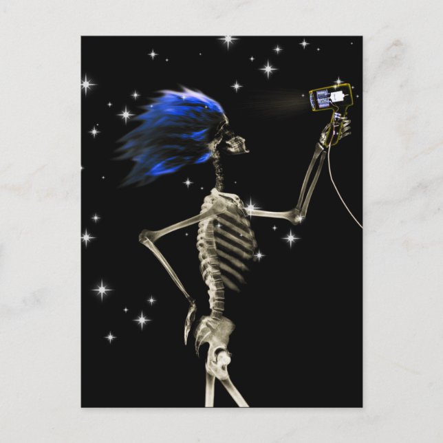 Carte Postale Squelette X-Ray Se vêtir - Cheveux Bleus (Devant)