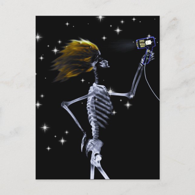 Carte Postale Squelette X-Ray Se vêtir - Cheveux Jaune Profond (Devant)