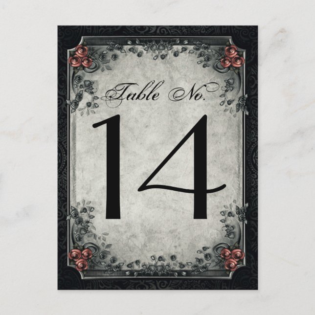 Carte Postale Squelettes de mariage noirs et nombres gris de (Devant)