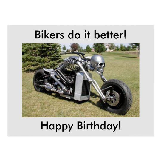 Carte Postale Squelettique D Anniversaire De Moto Zazzle Ca