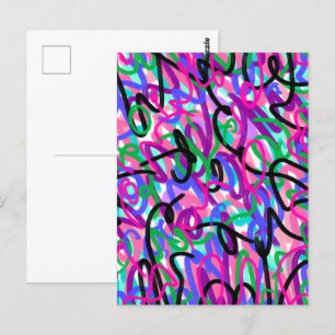Carte Postale Squiggles colorés Art Abstrait
