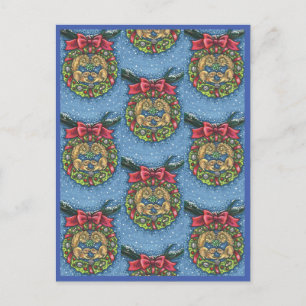 CARTE POSTALE SQUIRRELS DE BATTERIE SOUS MISTLETOE, VARIE NUT