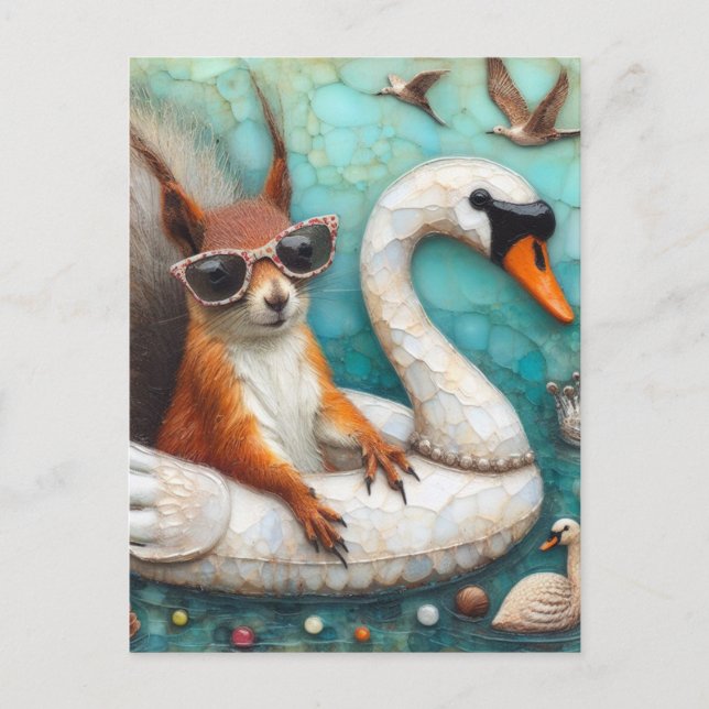 Carte Postale Squrriel dans un Art numérique de flottaison de cy (Devant)