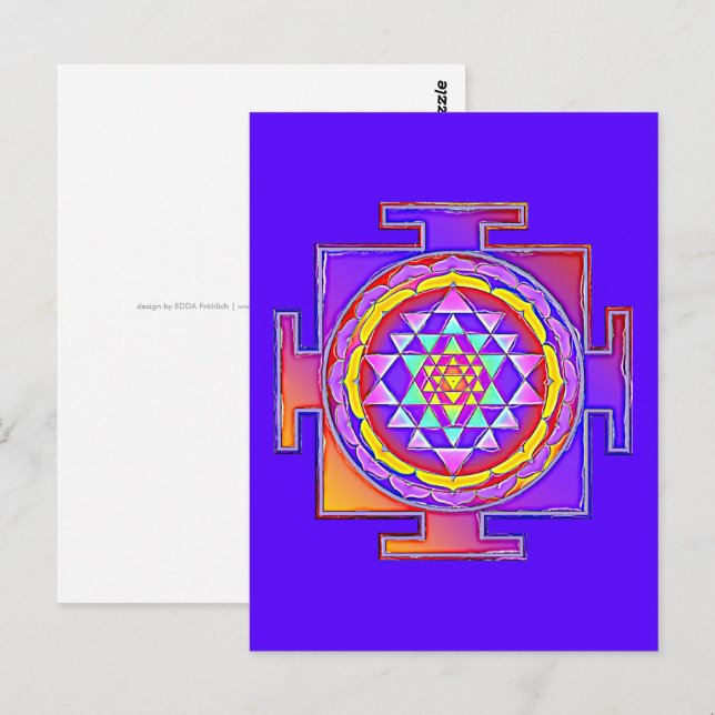 Carte Postale Sri Yantra - Symbole hindouiste Design 1 (Devant / Derrière)