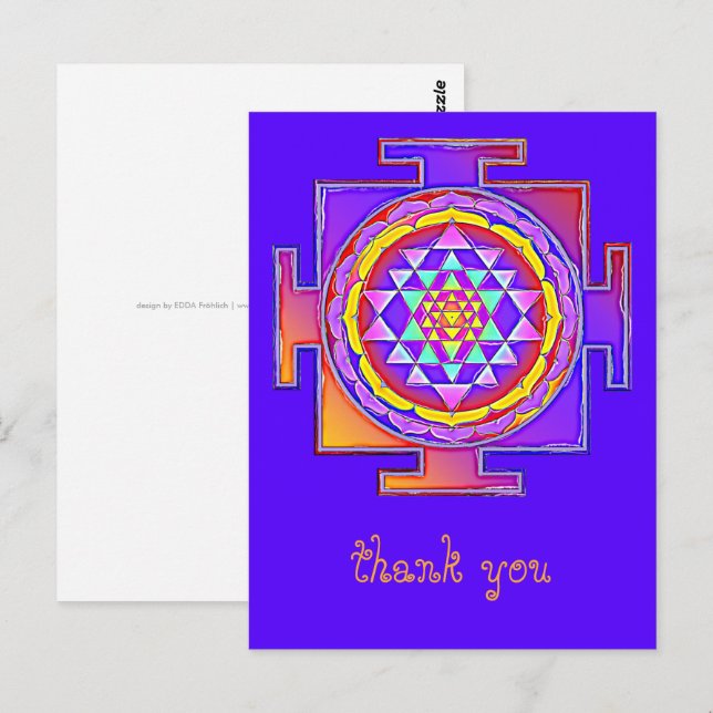 Carte Postale Sri Yantra - Symbole hindouiste Design 1 (Devant / Derrière)