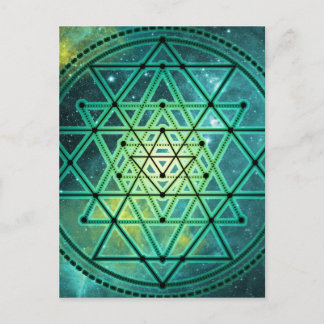 Carte Postale Sri Yantra vert mystique