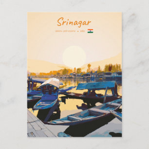 Carte Postale Srinagar, Inde - Bateaux Shikara du lac Dal