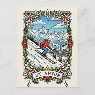 Carte Postale St. Anton Autriche Skieur Ski