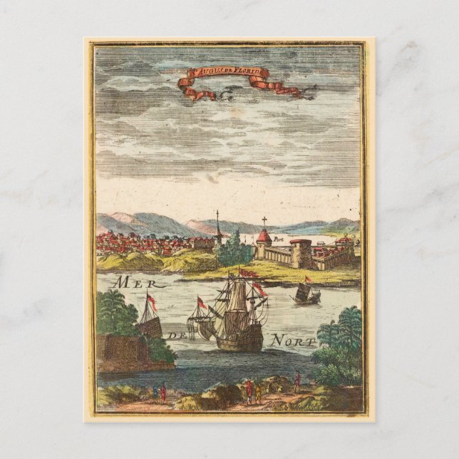 Carte Postale St. Augustine Florida Antique 1686 Gravure (Devant)