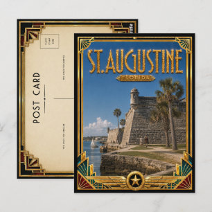 Carte Postale St. Augustine Floride Art Déco Vintage Âge d'Or