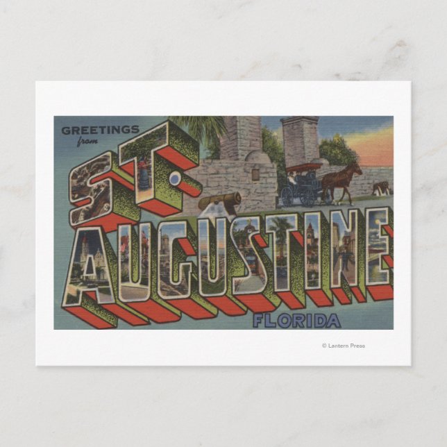 Carte Postale St. Augustine, Floride - Scènes de grandes lettres (Devant)