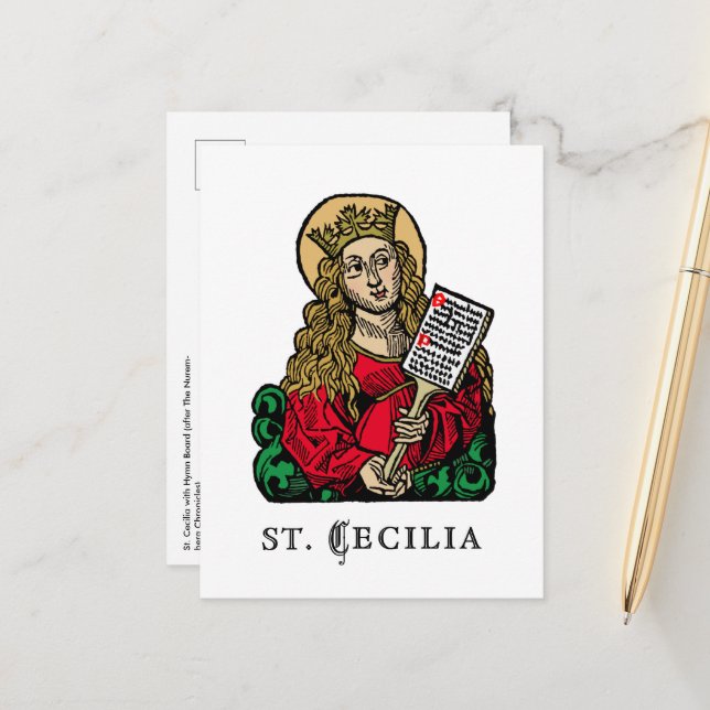 Carte Postale St. Cecilia avec Hymn Board (Nuremberg) (Devant/Arrière en situation)