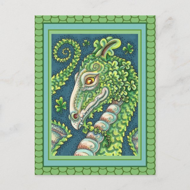 CARTE POSTALE ST. DRAGON SHAMROCK VERT DE PATRICK, IMAGINAIRE IR (Devant)