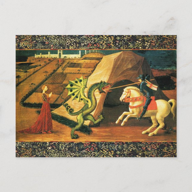 CARTE POSTALE ST. GEORGE, DRAGON ET PRINCESS (Devant)