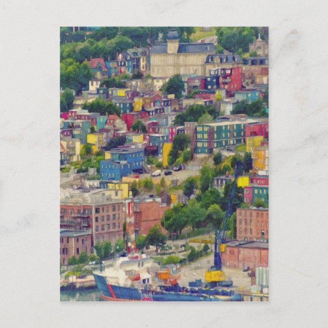Carte Postale St John's Terre-Neuve Canada Peinture colorée (Devant)