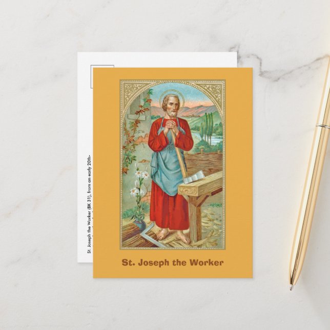 Carte Postale St. Joseph le travailleur (BK 31) (Devant/Arrière en situation)
