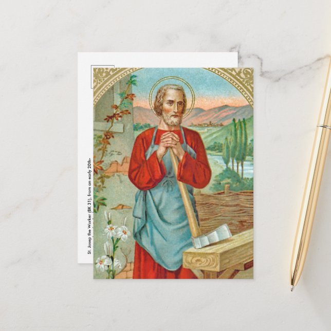 Carte Postale St. Joseph le travailleur (BK 31) (Devant/Arrière en situation)