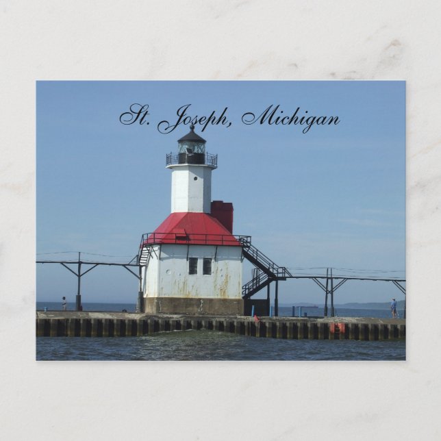 Carte Postale St. Joseph, phare du Michigan sur le lac Michigan (Devant)