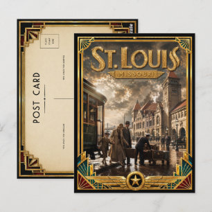 Carte Postale St. Louis Missouri Art Déco vintage de l'âge d'or