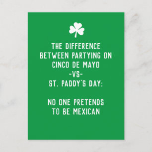 Carte Postale St Paddy's Day vs Cinco de Mayo