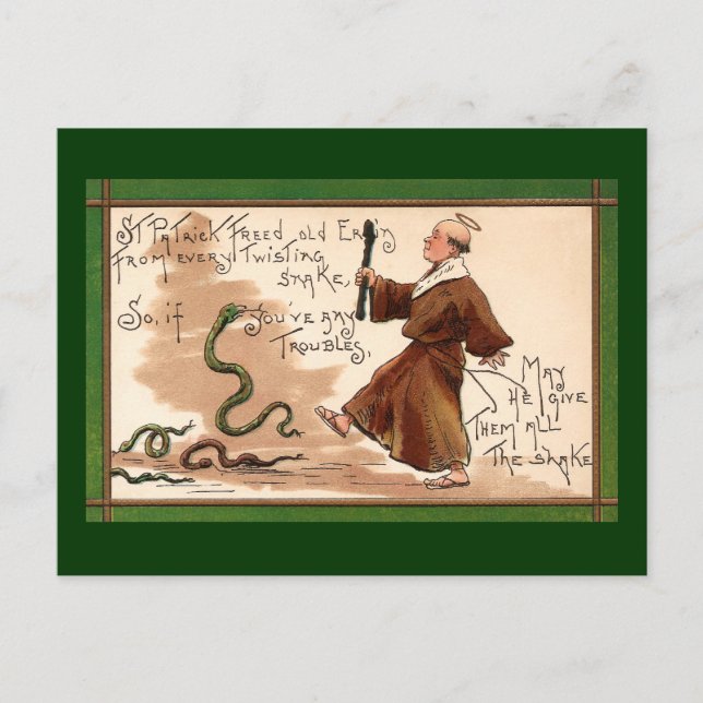 Carte Postale St Patrick Conduite loin des serpents (Devant)