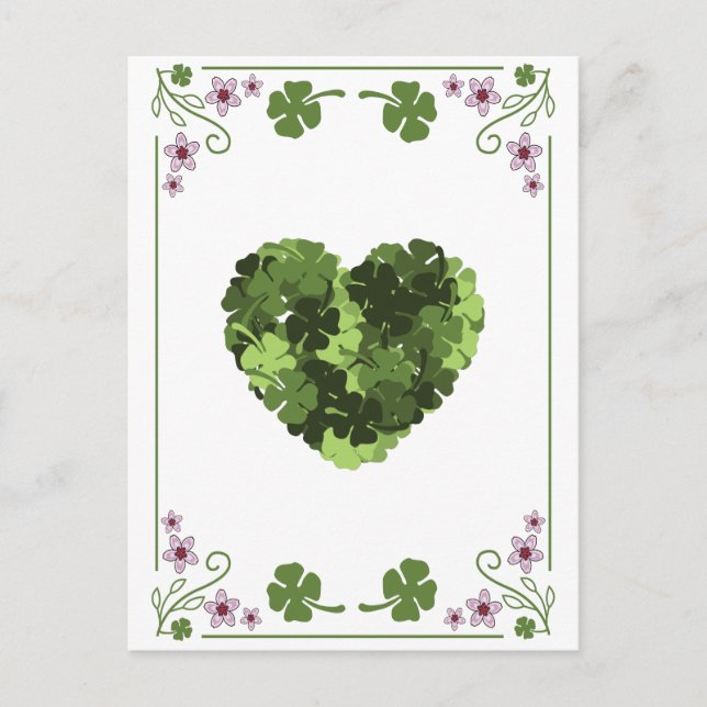 Carte Postale St. Patrick's Clover Heart (Devant)
