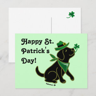 Carte Postale St. Patrick's Day Black Labrador