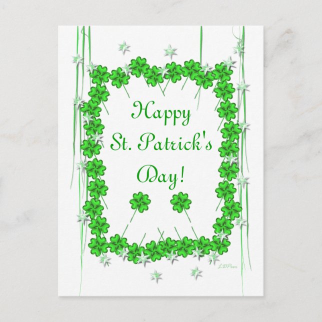 Carte Postale St. Patrick's Day Clover and Stars (Devant)