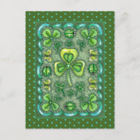ST. PATRICK'S DAY FOLK ART SHAMROCKS N'LADYBUGS