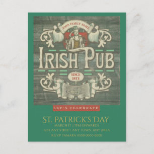 Carte Postale St Patrick's Day Funny Personnalisé Pub irlandais