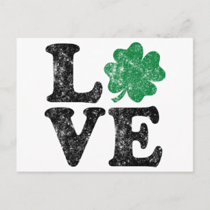 Carte Postale St Patrick's Day LOVE Shamrock irlandais