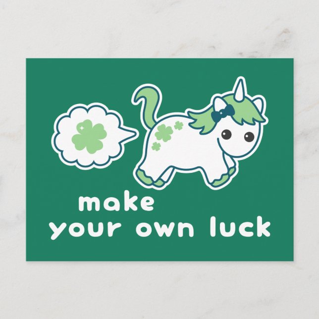 Carte Postale St Patrick's Day Luck Farting Unicorn (Devant)