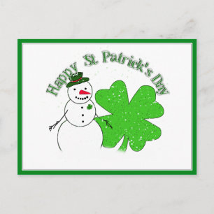 Carte Postale St Patrick's Day Lucky Snowman
