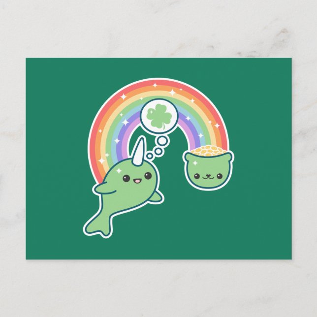 Carte Postale St Patrick's Day Narwhal (Devant)