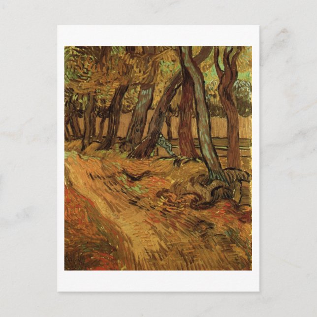 Carte Postale St Paul Hospital Jardin & Figure Van Gogh Art (Devant)