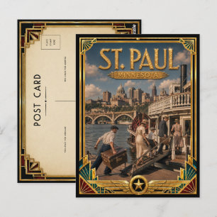 Carte Postale St. Paul Minnesota Art Déco vintage de l'âge d'or