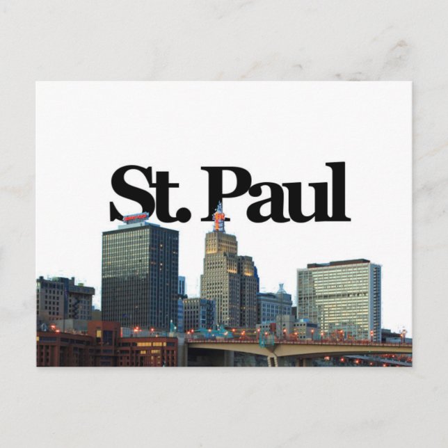 Carte Postale St. Paul, Minnisota Skyline avec St. Paul dans le  (Devant)