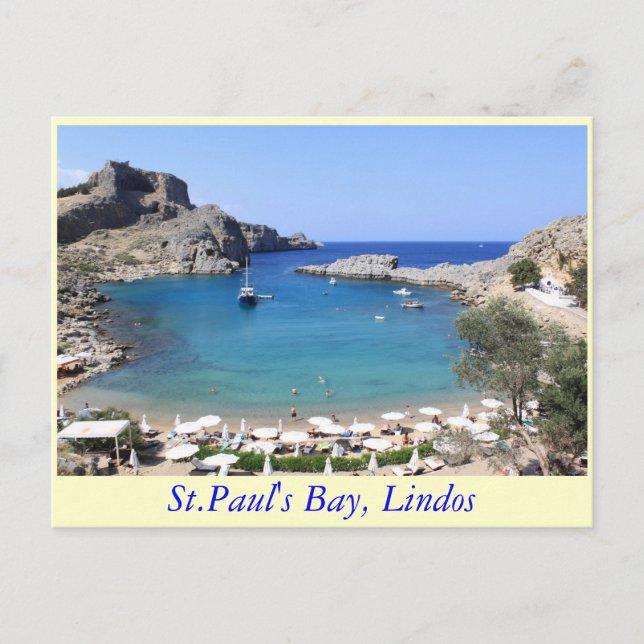 Carte Postale St.Paul's Bay, Lindos (Devant)