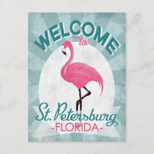 Carte Postale St Petersburg Floride Flamant rose rose Rétro
