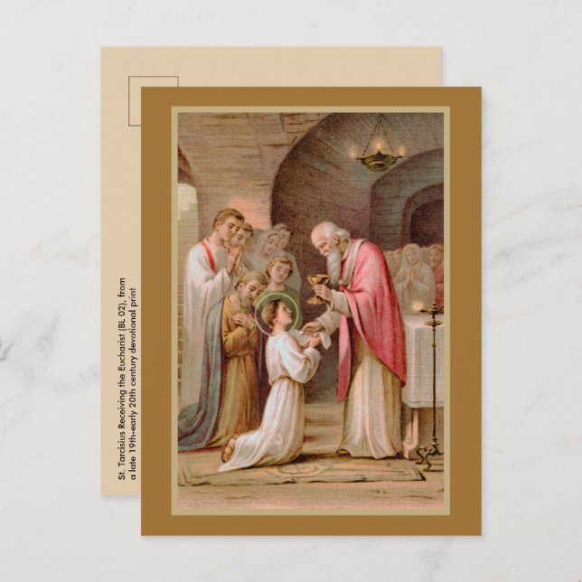 Carte Postale St. Tarcisius recevant l'Eucharistie (BL 02) (Devant / Derrière)