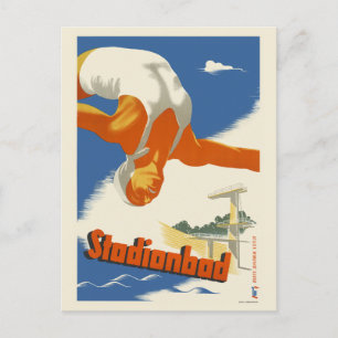 Carte Postale Stadionbad Autriche Poster vintage 1935