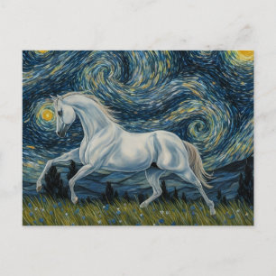 Carte Postale Stallion gris dans la nuit étoilée