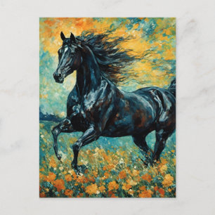 Carte Postale Stallion noir galopant