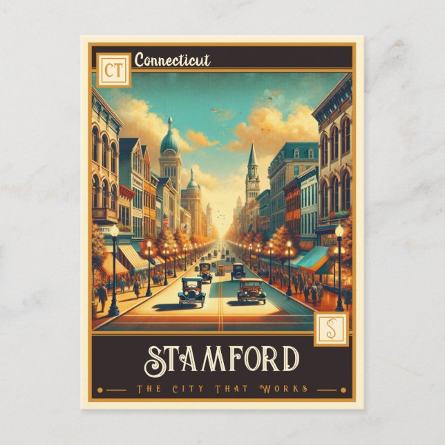Carte Postale Stamford, Connecticut | VINTAGE (Devant)