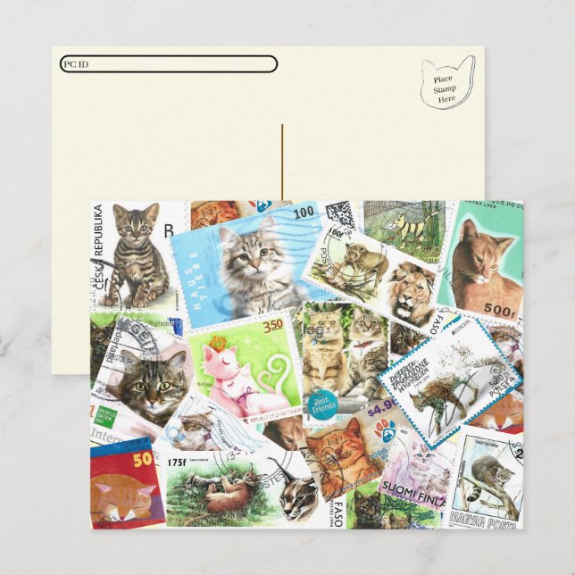 Carte postale Stampes de chats internationales (Devant / Derrière)