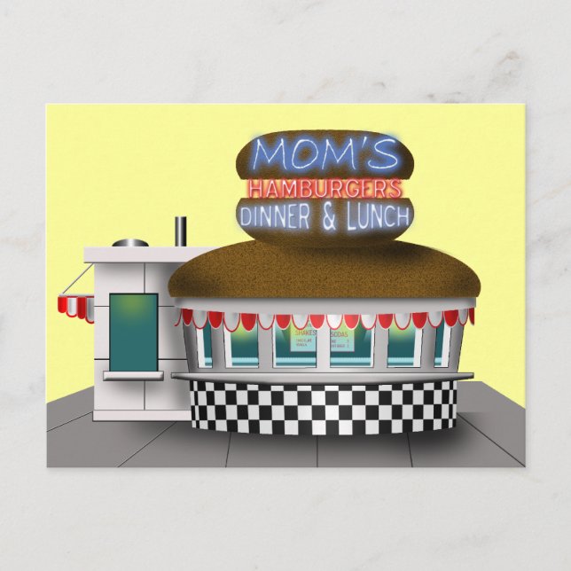 Carte Postale Stand de hamburger rétro (Devant)